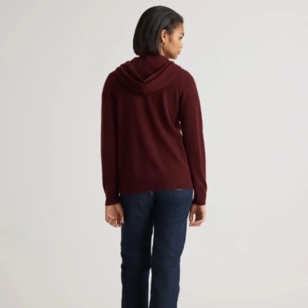 NWT Quince Mongolian Cashmere Full-Zip Hoodie Womens L Burgundy - Picture 5 of 6